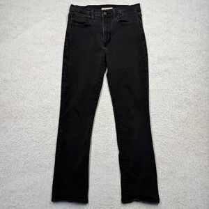 Levi's 724 High Rise Straight Jeans Black Denim Pants Women's Size 30x30